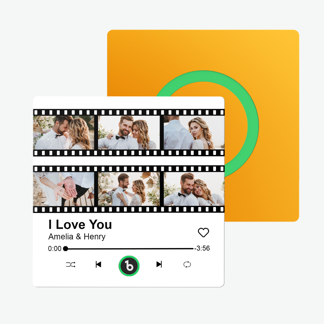 Custom Album Music Fridge Magnets Personalized Movie Style Photo Magnet for Refrigerator Can Play Song Customizable Pictures Magnets Memory Song Magnet Wedding Gift for Valentine's Day - FaceBoxerUK