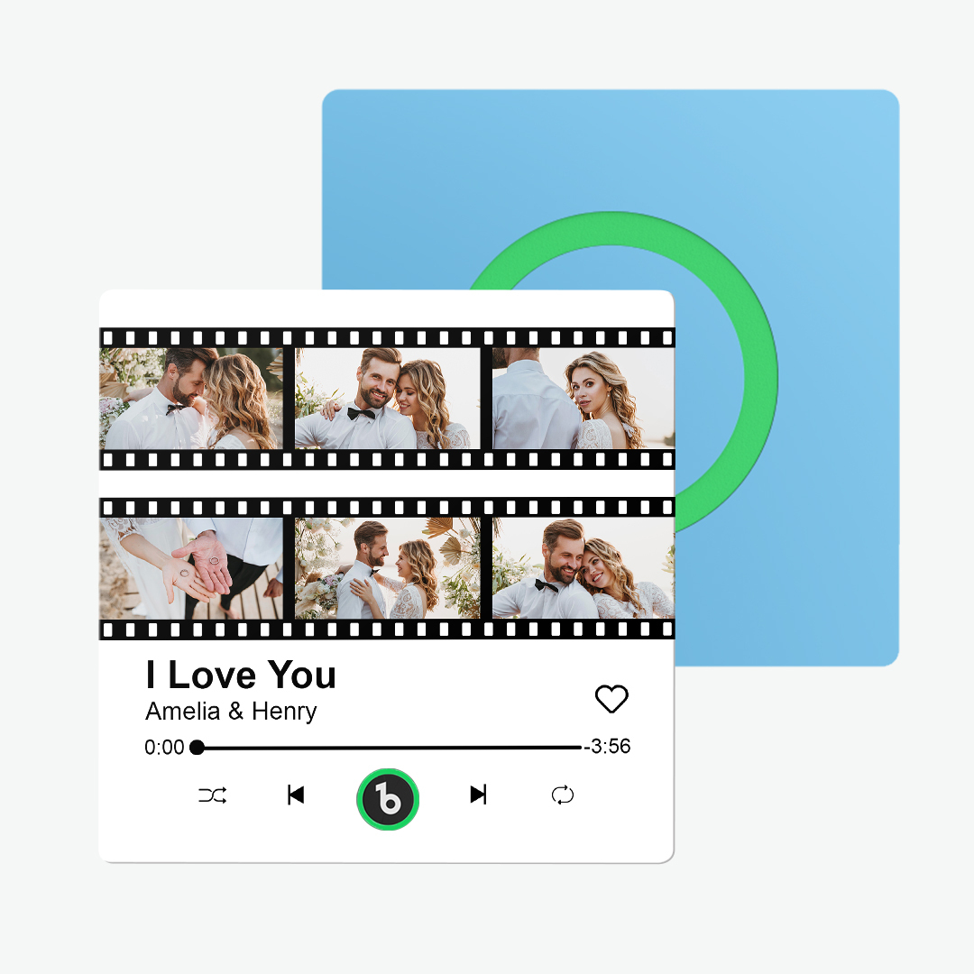 Custom Album Music Fridge Magnets Personalized Movie Style Photo Magnet for Refrigerator Can Play Song Customizable Pictures Magnets Memory Song Magnet Wedding Gift for Valentine's Day - FaceBoxerUK