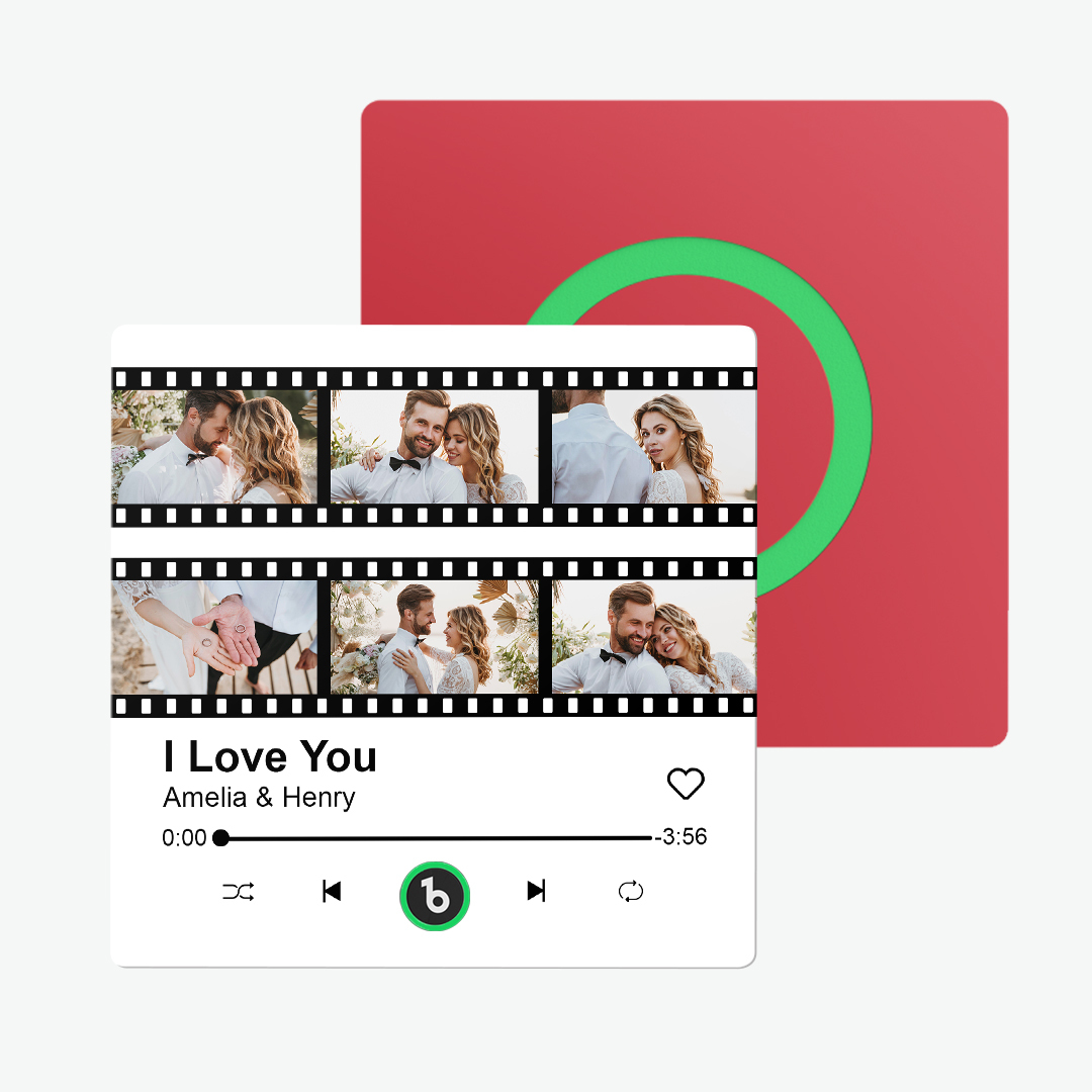 Custom Album Music Fridge Magnets Personalized Movie Style Photo Magnet for Refrigerator Can Play Song Customizable Pictures Magnets Memory Song Magnet Wedding Gift for Valentine's Day - FaceBoxerUK