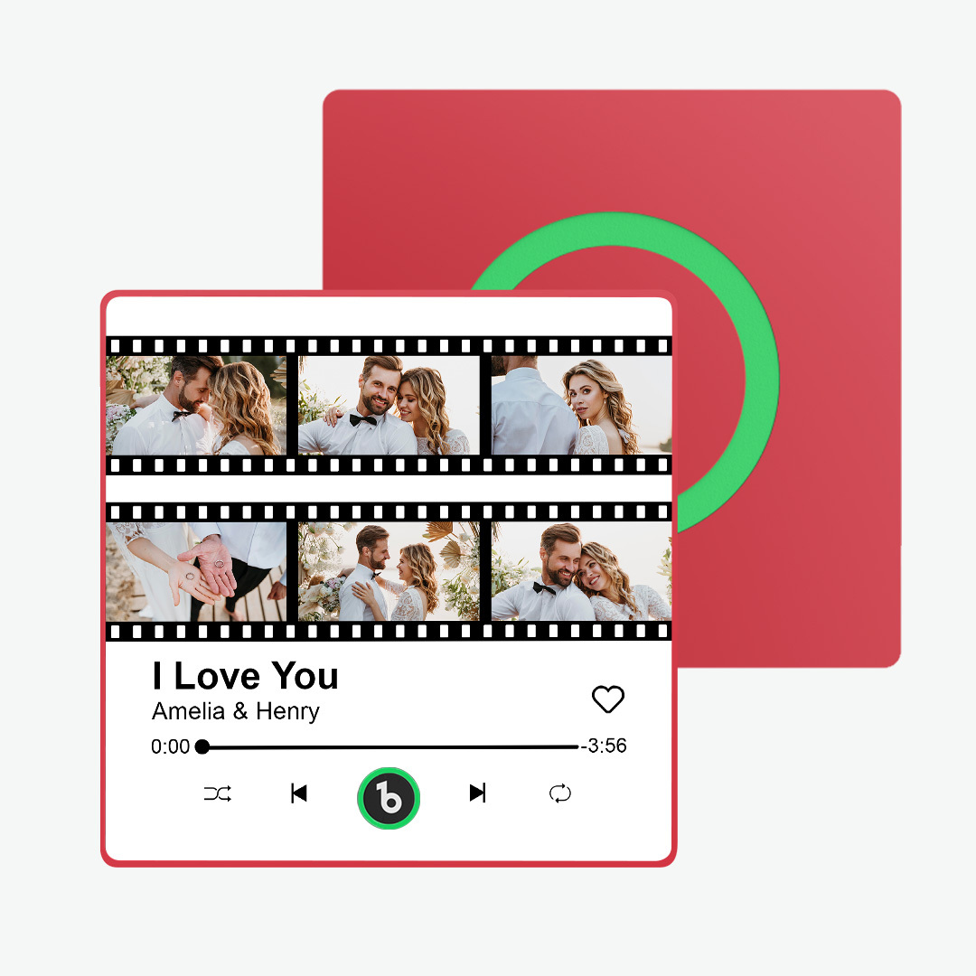 Custom Album Music Fridge Magnets Personalized Movie Style Photo Magnet for Refrigerator Can Play Song Customizable Pictures Magnets Memory Song Magnet Wedding Gift for Valentine's Day - FaceBoxerUK