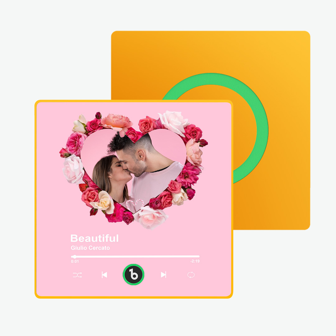 Custom Colorful Album Music Fridge Magnet Personalized Heart Shape Photo Music Fridge Magnet Can Plays Song Customizable Pictures Pink Memory Song Valentine's Day Gifts - FaceBoxerUK