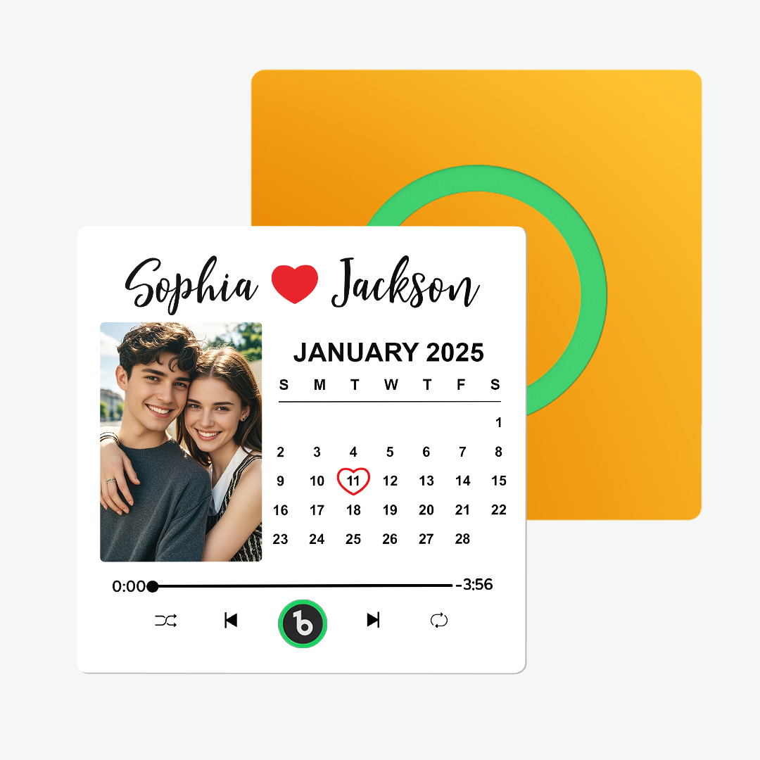 Upgrade Colorful Album Fridge Magnet Custom Memory Date & Photo Personalized Wedding Song Fridge Magnets Can Play Music Custom Calendar Fridge Magnets Anniversary Valentine's Day Gifts for Couples - FaceBoxerUK