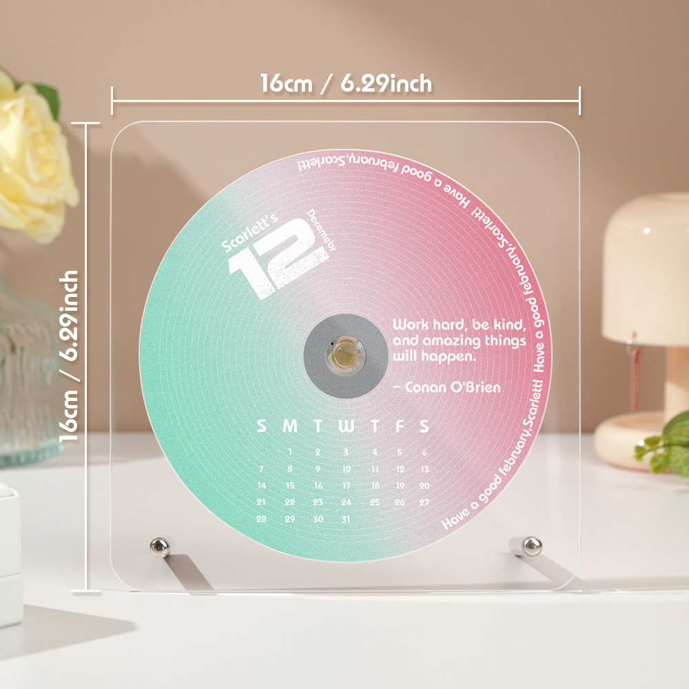 Custom NFC Acrylic Music Calendar Infinite Color Choice Personalized Desk Display & Romantic Gift for Couples Friends & Fans - FaceBoxerUK