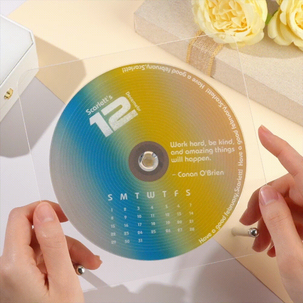Custom NFC Acrylic Music Calendar Infinite Color Choice Personalized Desk Display & Romantic Gift for Couples Friends & Fans - FaceBoxerUK