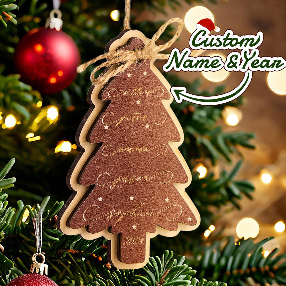 Personalized Family Christmas Ornament Christmas Tree with Family Names Ornament - MyHawaiianShirts