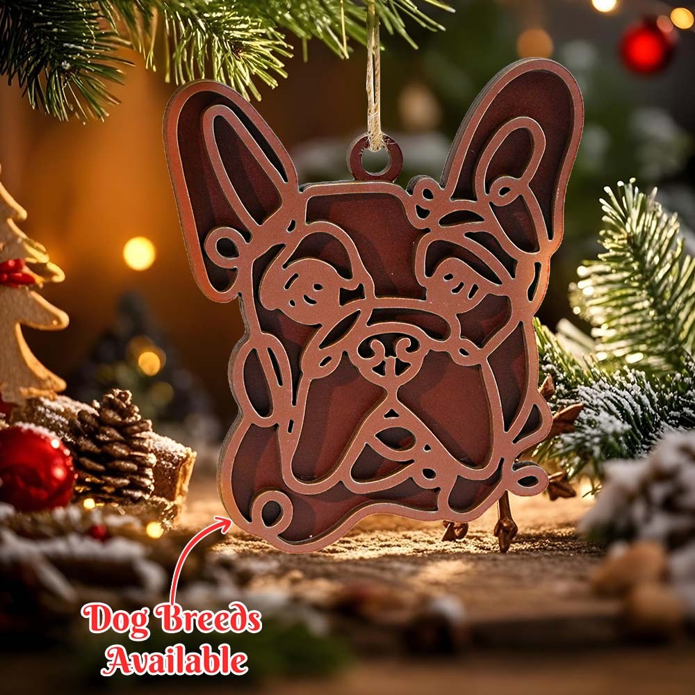 Personalized Line Art Dog Christmas Ornament Christmas Gift for Dog Lover - MyHawaiianShirts