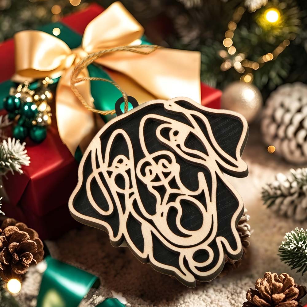 Personalized Line Art Dog Christmas Ornament Christmas Gift for Dog Lover - MyHawaiianShirts