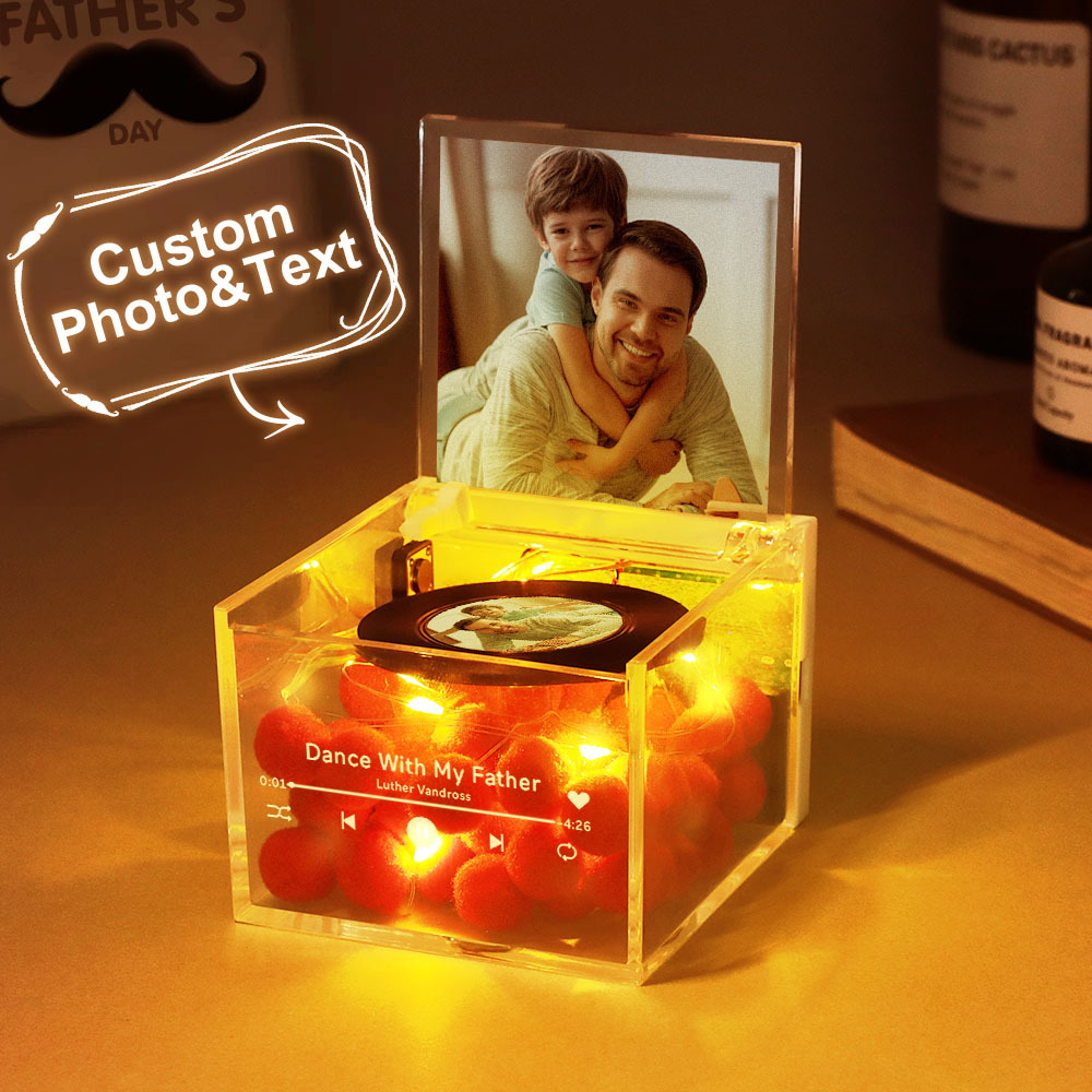 Custom Mini Vinyl Record Player Automatic Music Player Multiple Photos Style Custom Photo For Dad On Father's Day - FaceBoxerUK