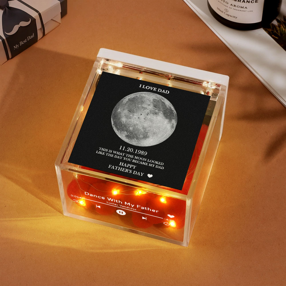 Custom Mini Vinyl Record Player Automatic Music Player Golden Silver Moon Phase Style Best Dad Ever Style For Father's Day - FaceBoxerUK