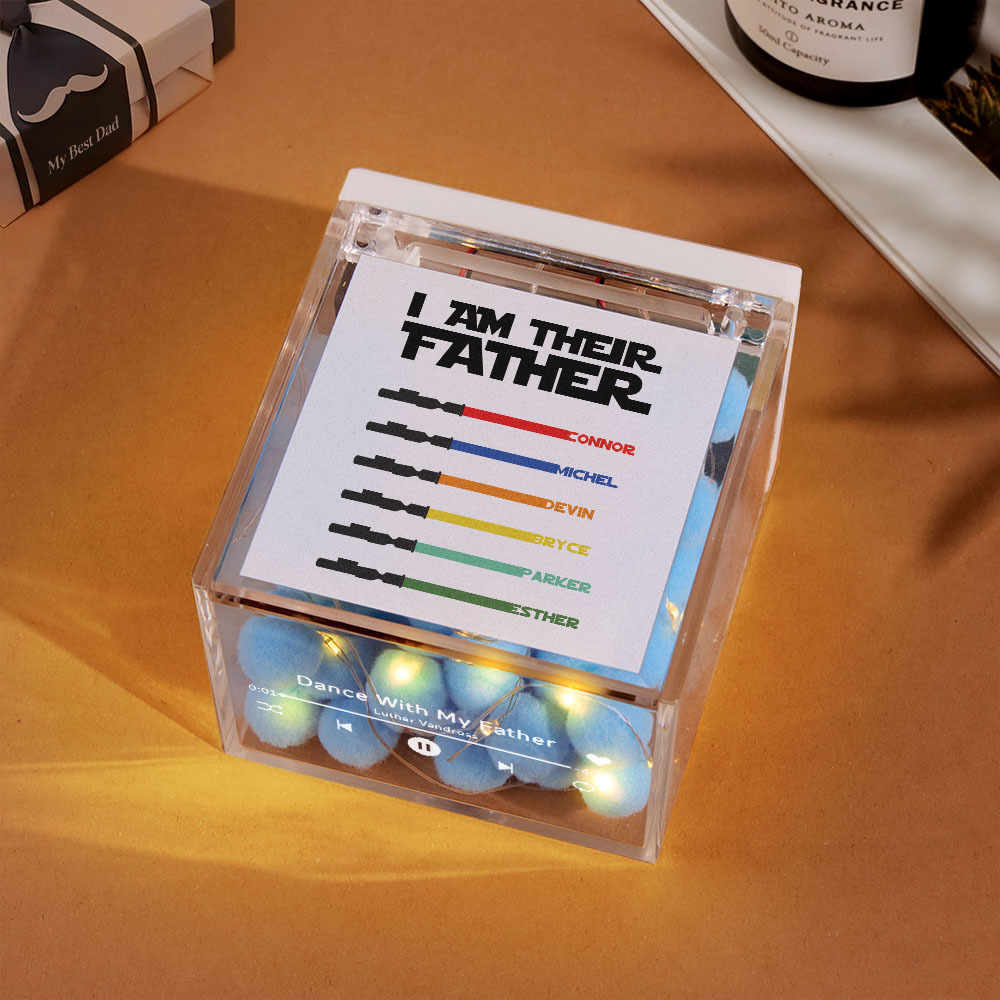 Personalized Light Saber Mini Vinyl Record Player I Am Their Father Acrylic Custom Automatic Music Player Gift for Dad On Father's Day - FaceBoxerUK