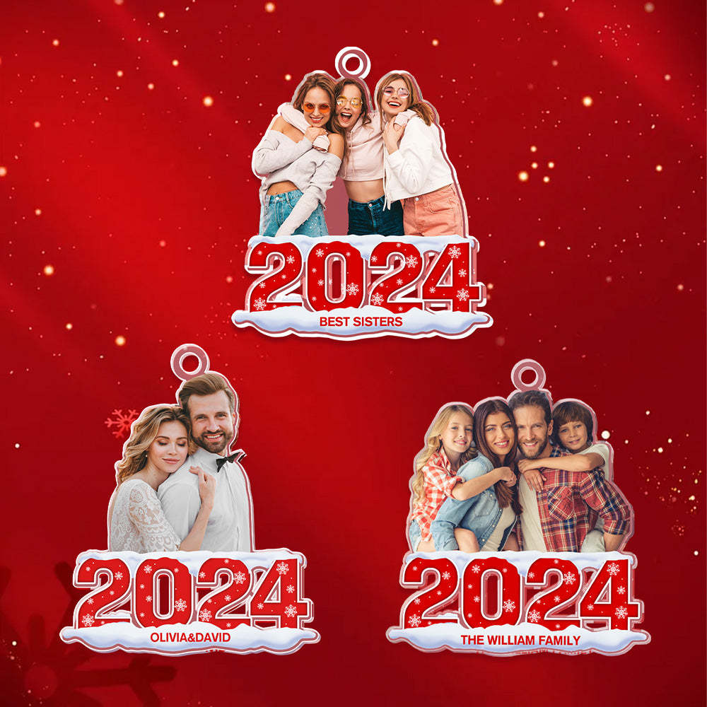 Custom Photo Christmas Ornament 2024 Acrylic Ornament Christmas Gift for Family or Friend - MyHawaiianShirts