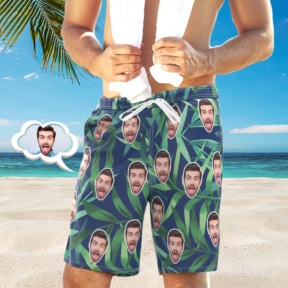 Personalised Face Photo Lounge Shorts Swim Trunks Funny Gifts For Him Unique Gift - FaceBoxerUK
