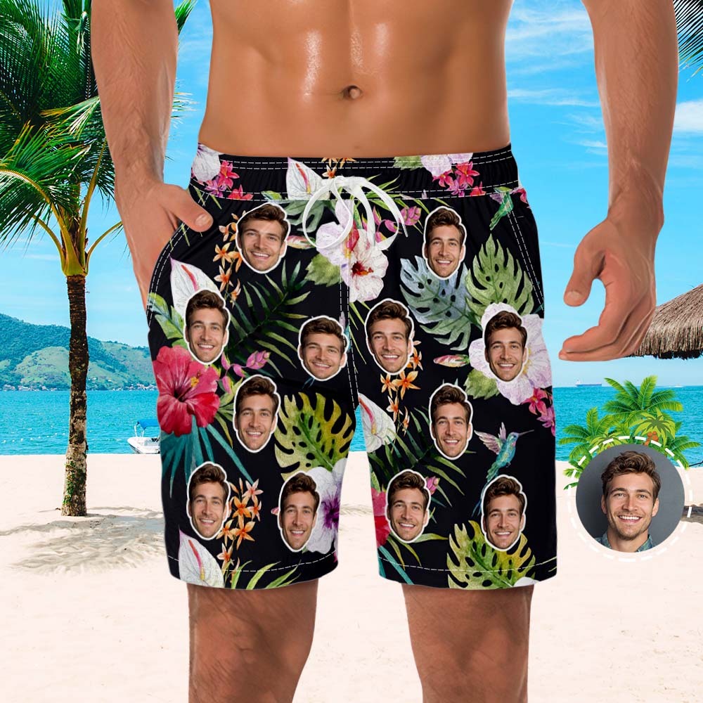 Men's Custom Face Beach Trunks All Over Print Photo Shorts - Street Style - FaceBoxerUK