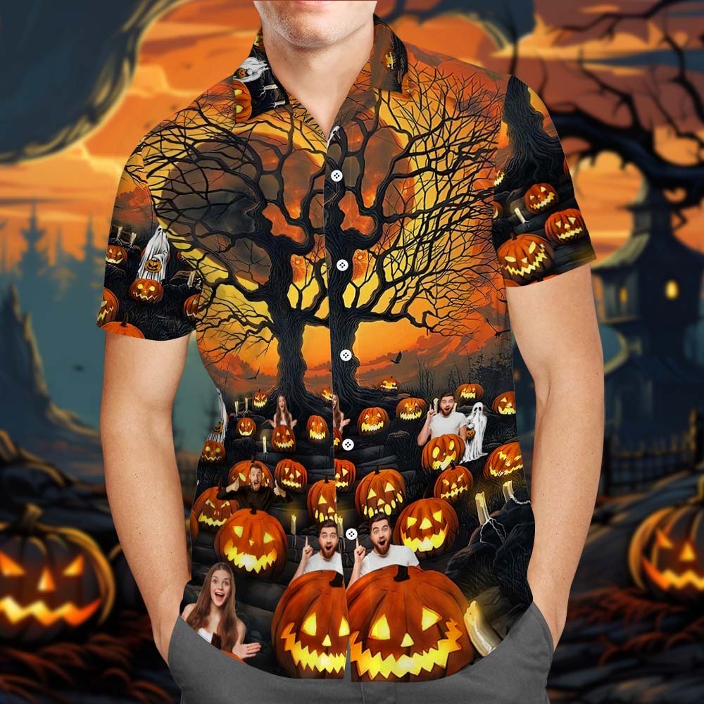 Custom Photo Pet Hawaiian Shirt Halloween Shirt - FaceBoxerUK