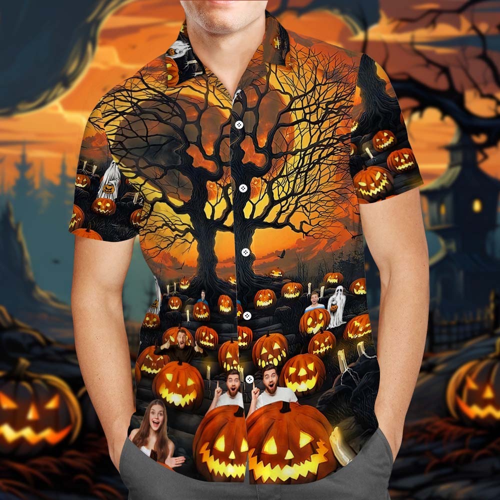 Custom Photo Pet Hawaiian Shirt Halloween Shirt - FaceBoxerUK
