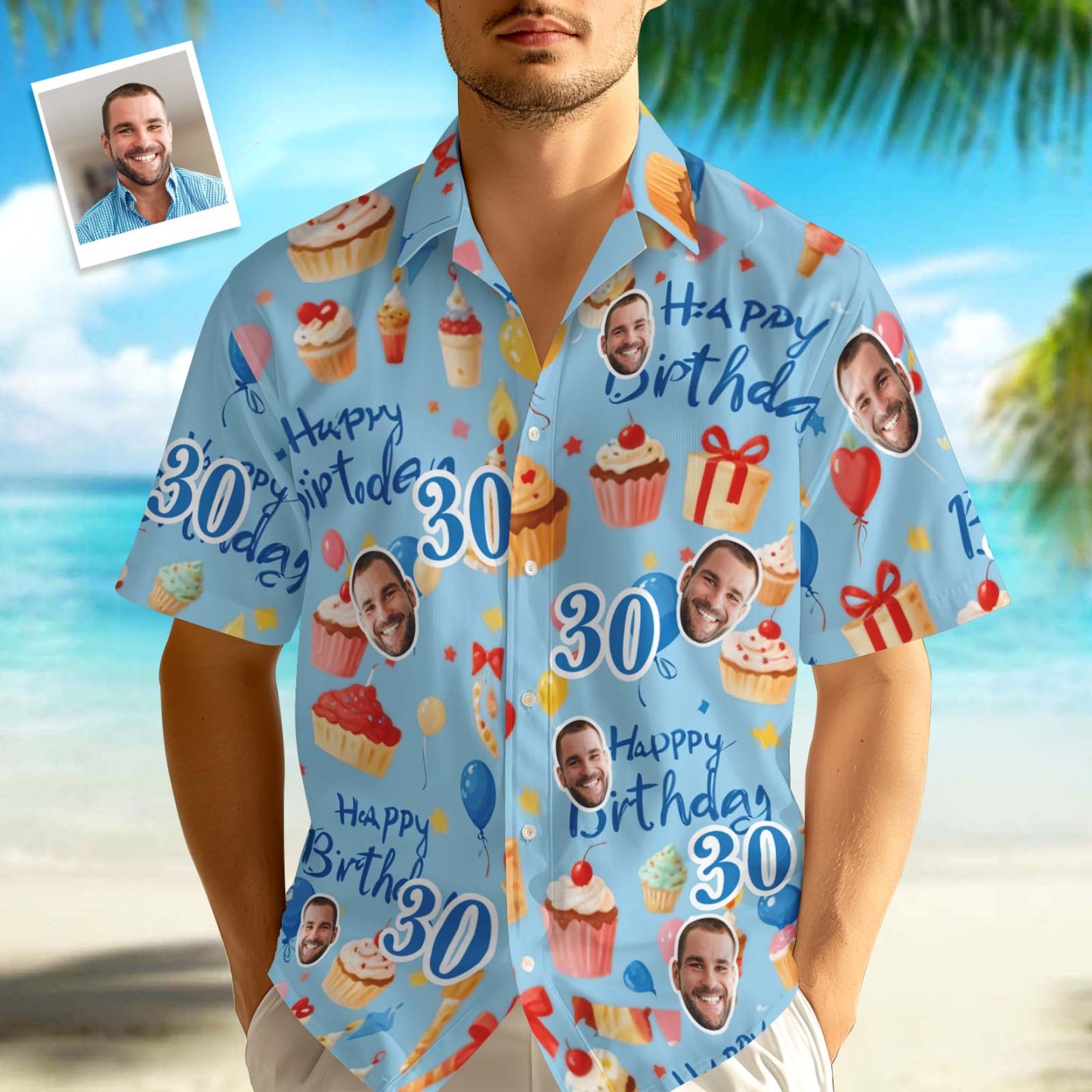 Custom Black Birthday Face Shirts With Stars Custom Face & Age Button-down Shirts - FaceBoxerUK