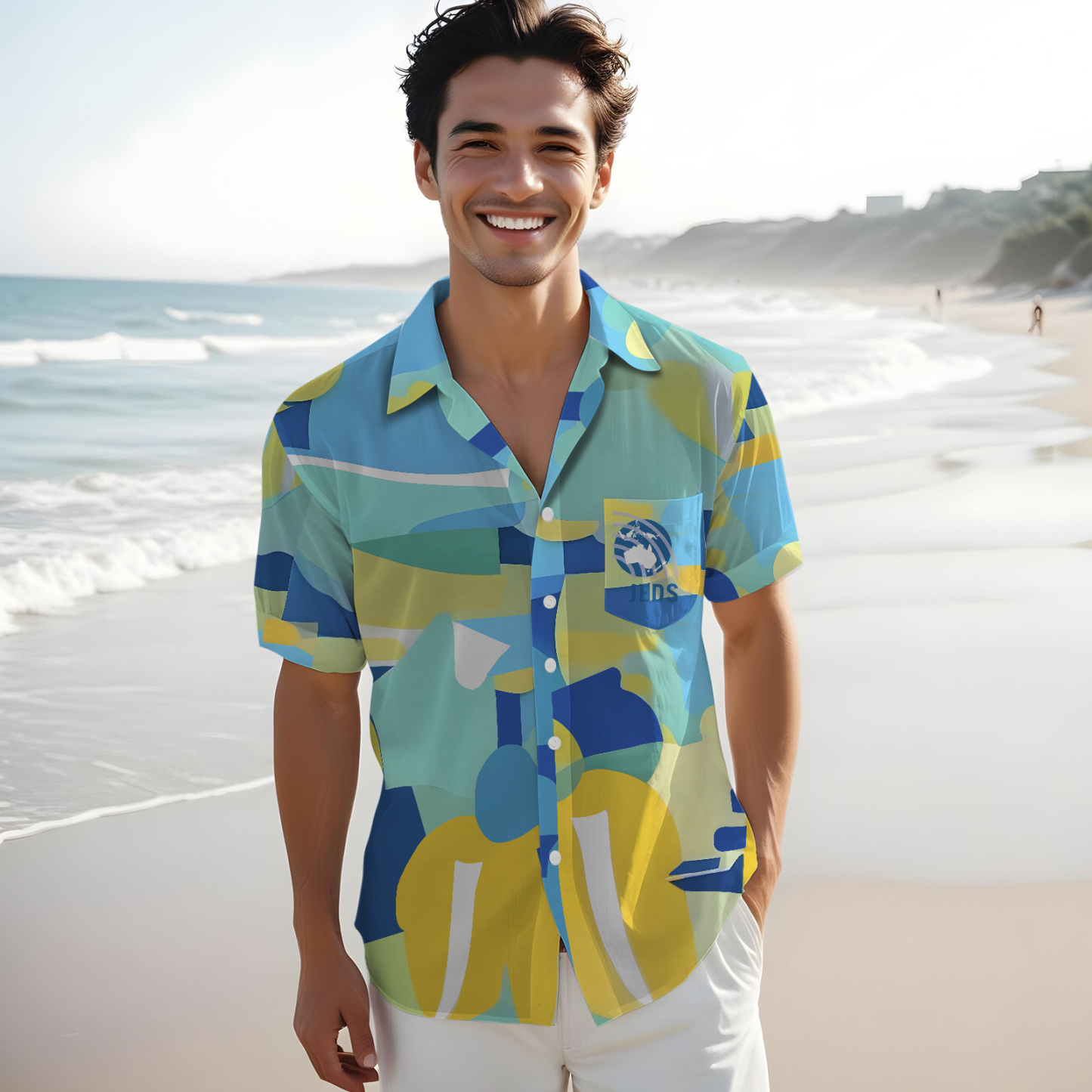 Custom Photo Colorful Geometric Shapes Shirts Custom Beach Shirts For Him - FaceBoxerUK