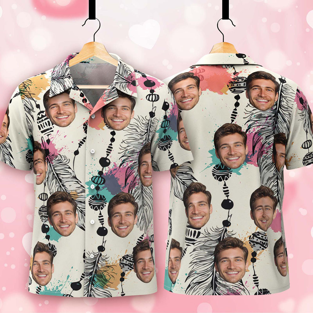 Custom Hawaiian Shirts White Tropical Dreamcatcher Print Fun Personalized Party Shirt - FaceBoxerUK