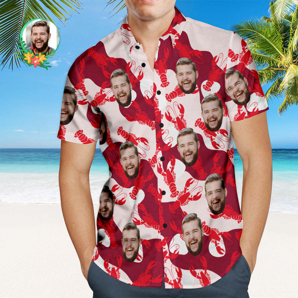 Custom Face Hawaiian Shirt Lobster Style Personalised Face Shirt - FaceBoxerUK