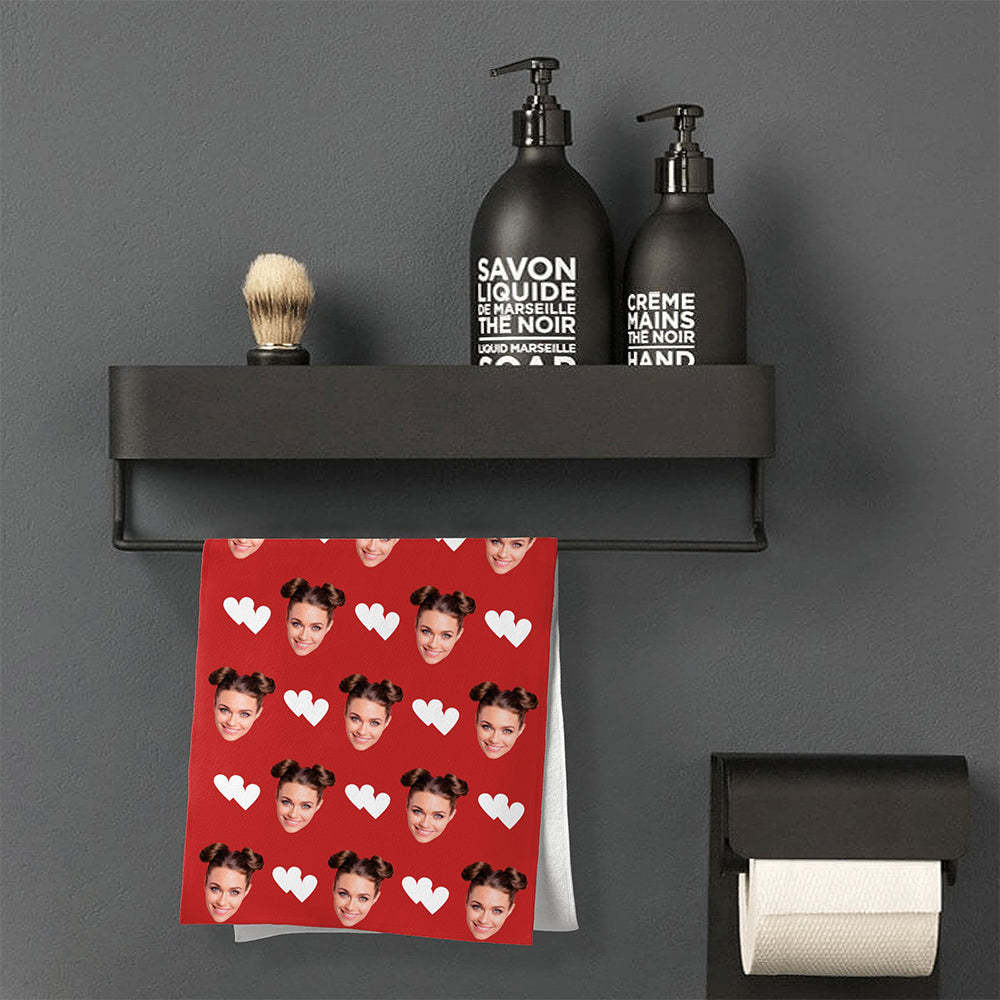 Custom Faces Love Heart Beach Towel Personalized Photo Beach Towel Funny Gift - FaceBoxerUK
