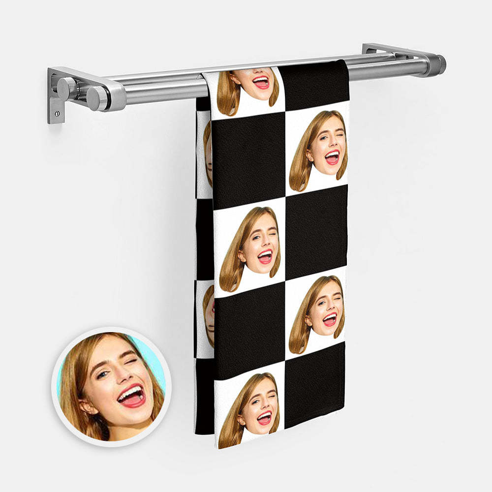 Custom Face Chess board Beach Towel Personalized Photo Beach Towel Funny Gift - FaceBoxerUK