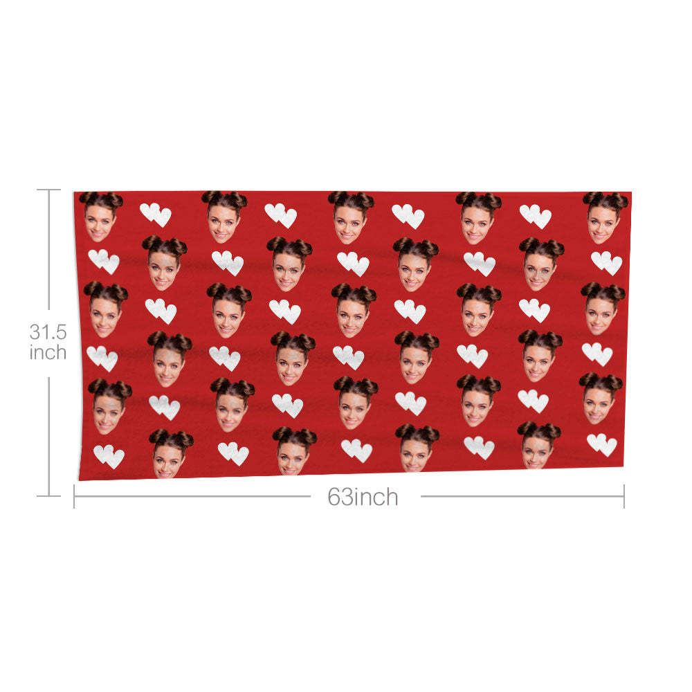 Custom Faces Love Heart Beach Towel Personalized Photo Beach Towel Funny Gift - FaceBoxerUK