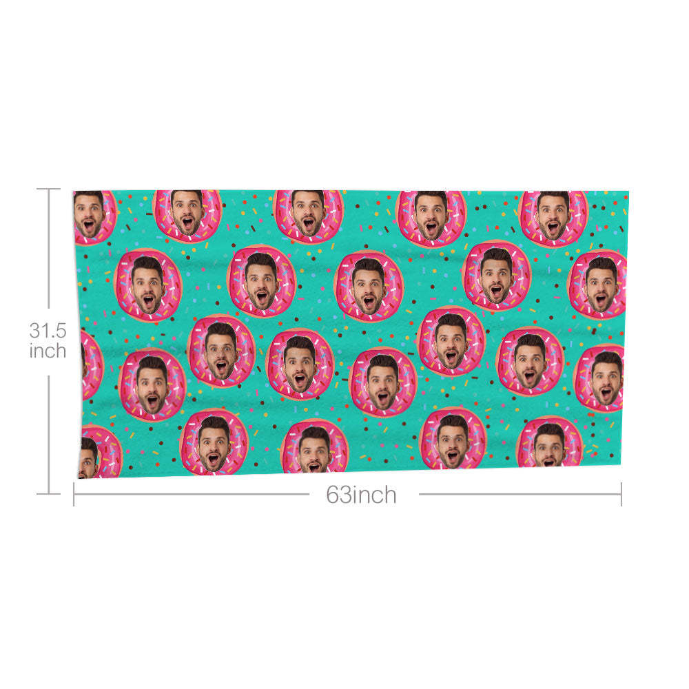 Custom Faces Doughnut Beach Towel Personalized Photo Beach Towel Funny Gift - FaceBoxerUK