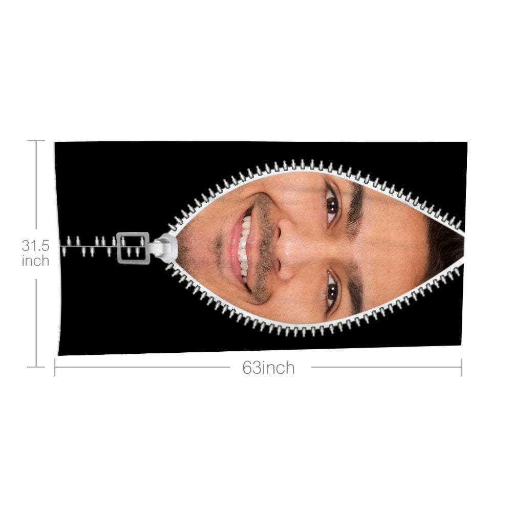 Custom Faces Zipper Beach Towel Personalized Photo Beach Towel Funny Gift - FaceBoxerUK