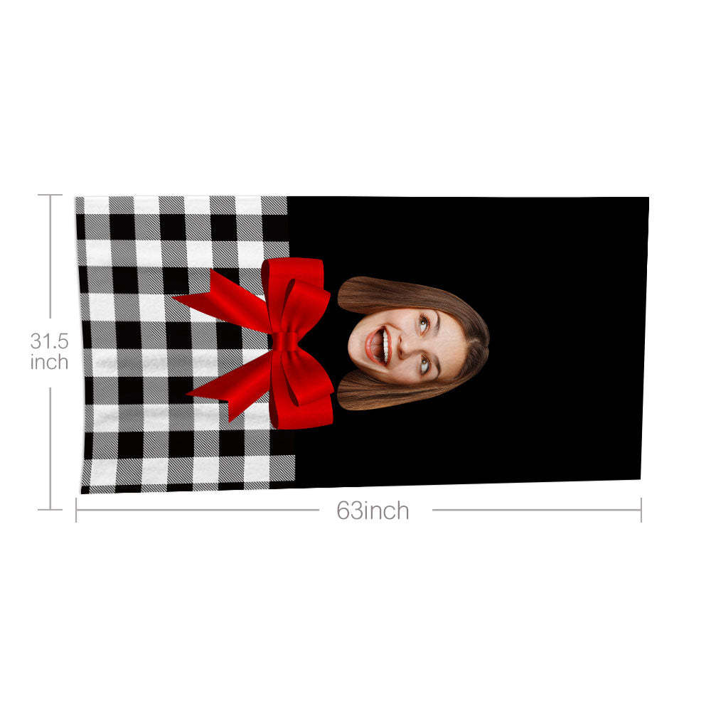 Custom Face Bow Beach Towel Personalized Photo Beach Towel Funny Gift - FaceBoxerUK