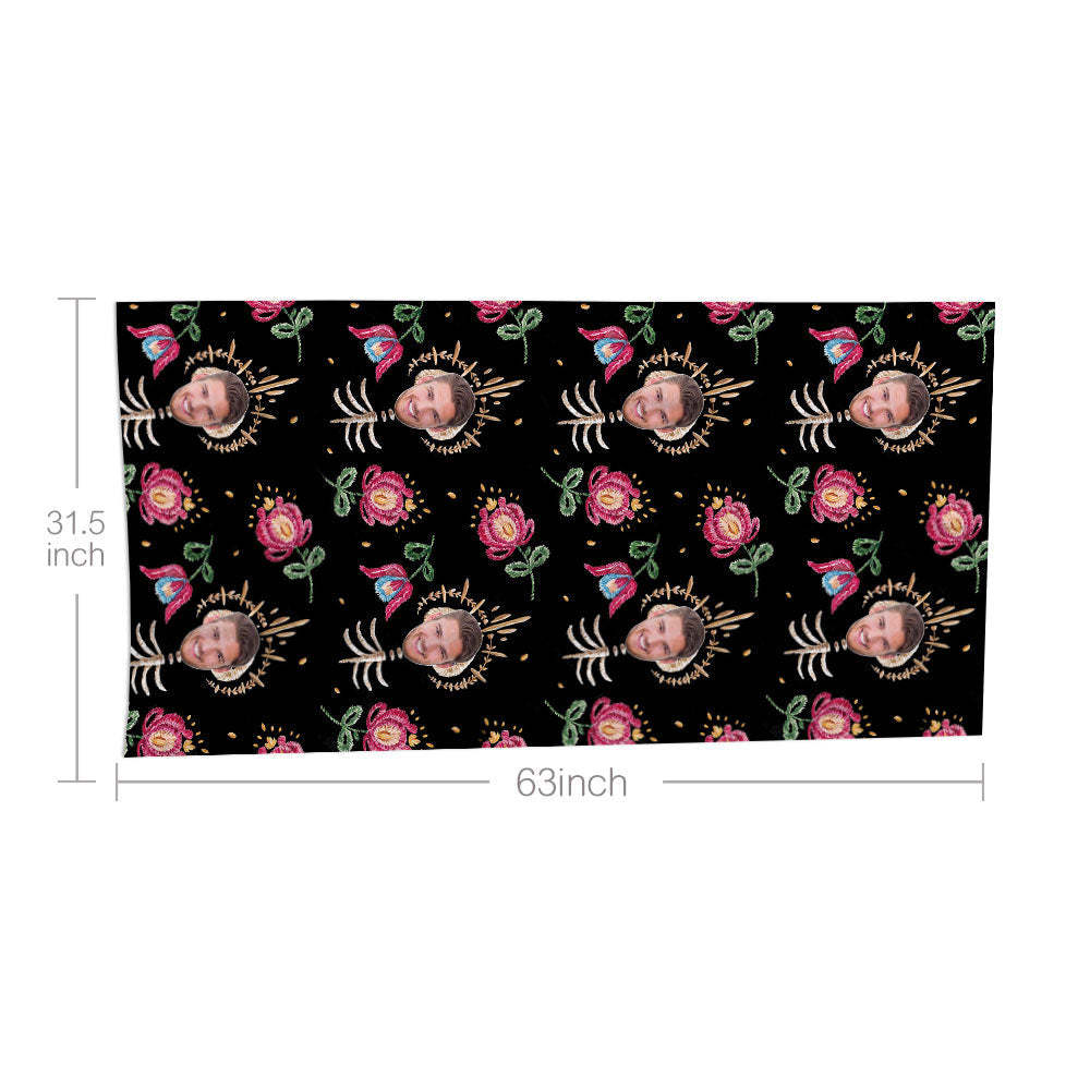 Custom Face Bone Flowers Beach Towel Personalized Photo Beach Towel Funny Gift - FaceBoxerUK