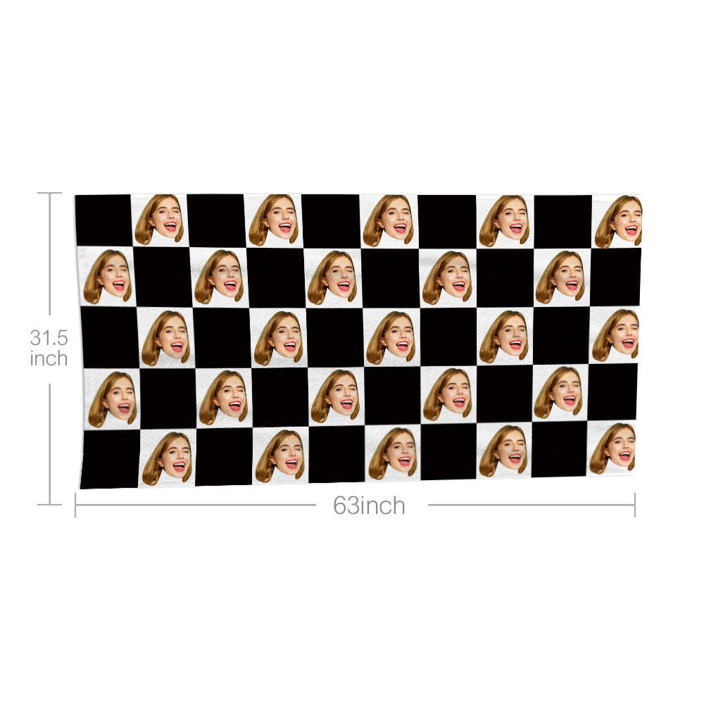 Custom Face Chess board Beach Towel Personalized Photo Beach Towel Funny Gift - FaceBoxerUK