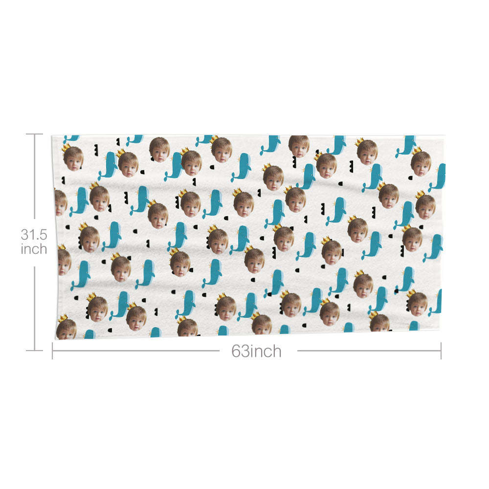Custom Face Whales Beach Towel Personalized Photo Beach Towel Funny Gift - FaceBoxerUK