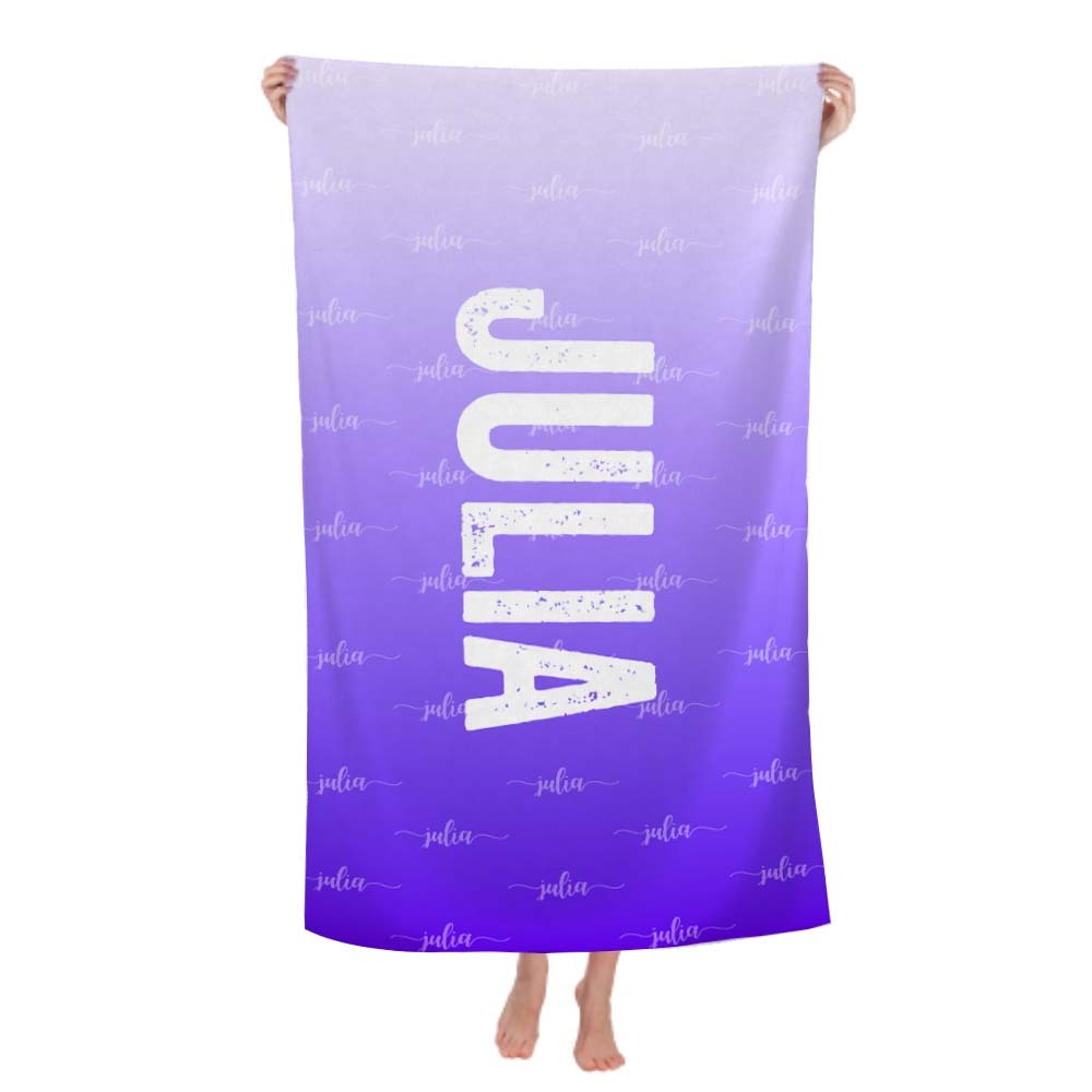 Custom Purple Beach Towel Personalized Photo Beach Towel Special Gift - FaceBoxerUK