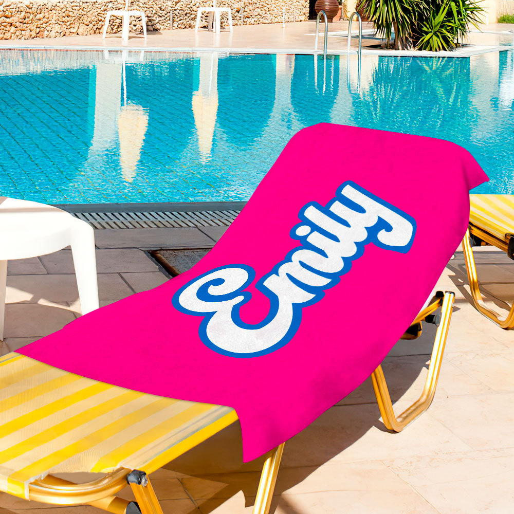 Personalized Bath Beach Towel Custom Name Colorful Beach Towel Gift for Family - FaceBoxerUK