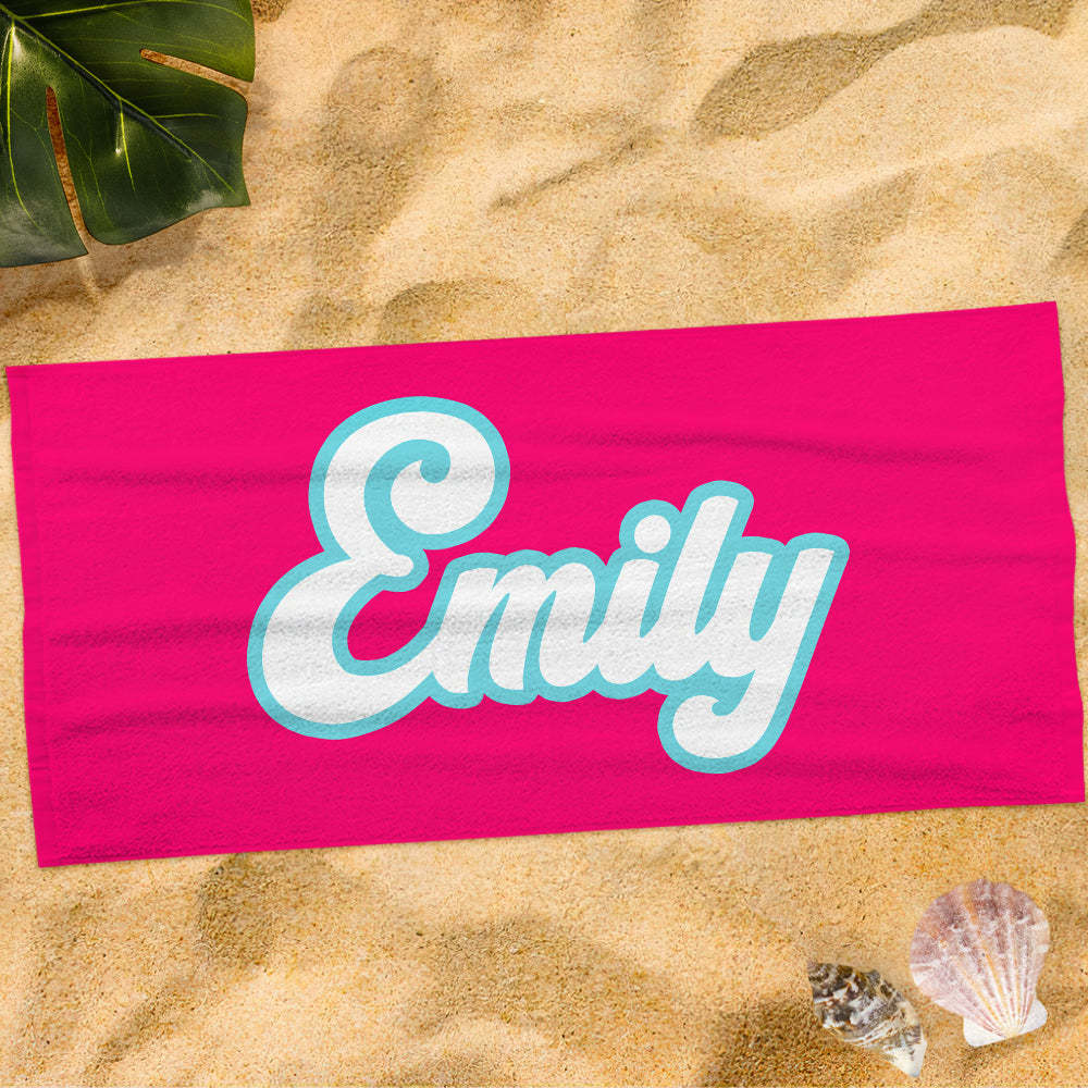 Personalized Bath Beach Towel Custom Name Colorful Beach Towel Gift for Family - FaceBoxerUK