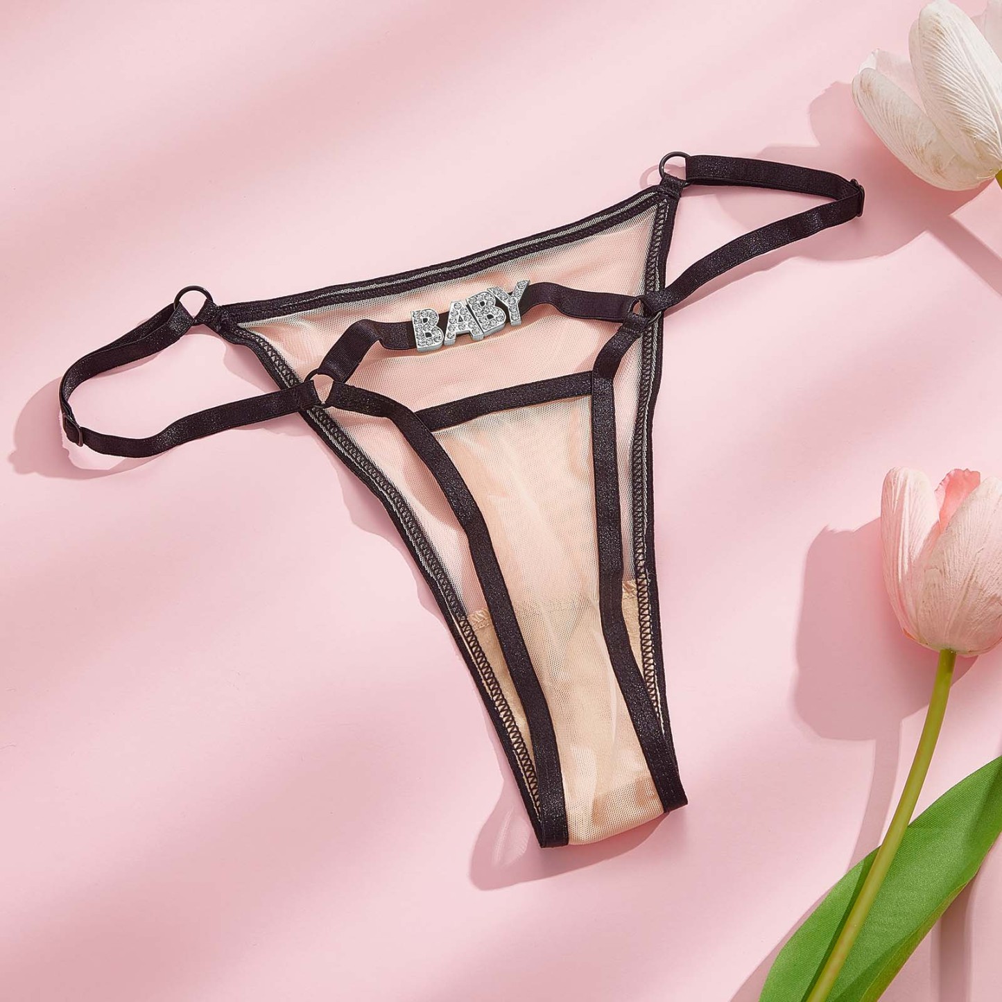 Custom Rhinestone Alphabet Thong Sexy Temptation Thong - FaceBoxerUK
