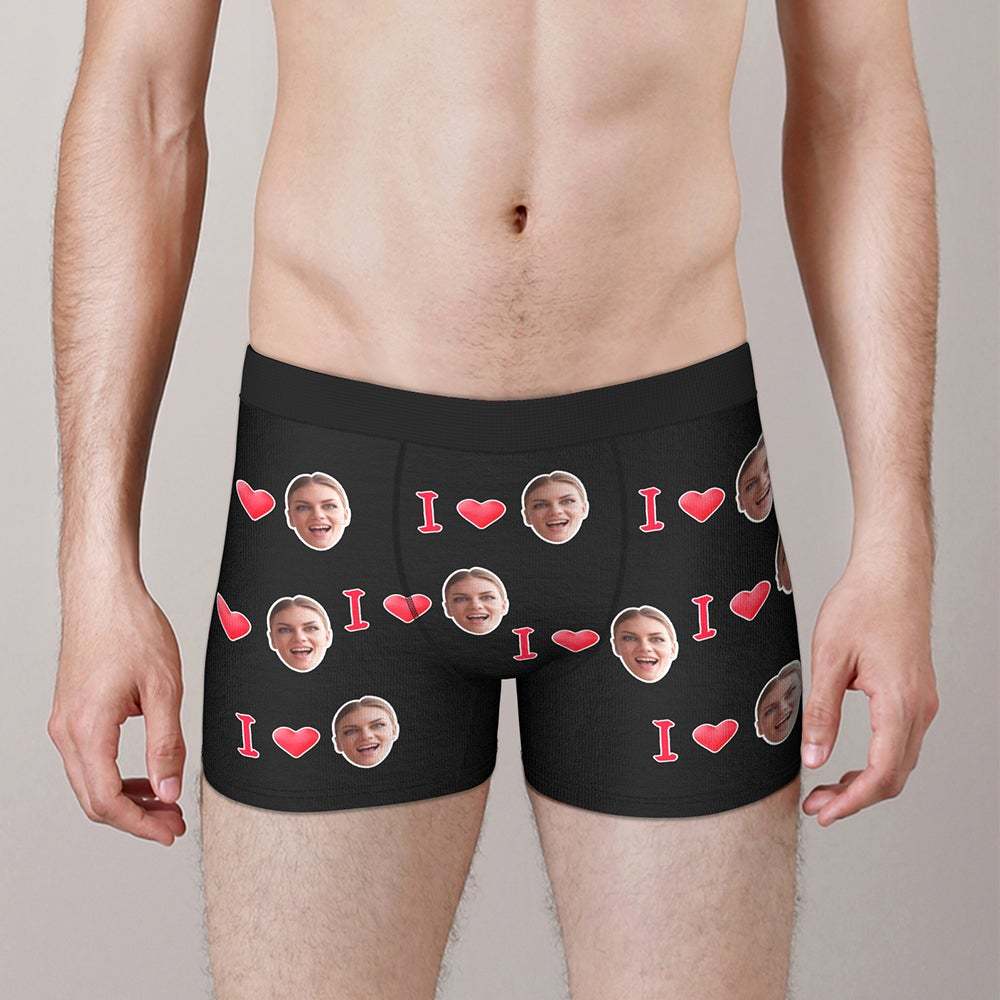 Custom I Love Your Face Boxer Briefs Valentine's Day Gift for Him