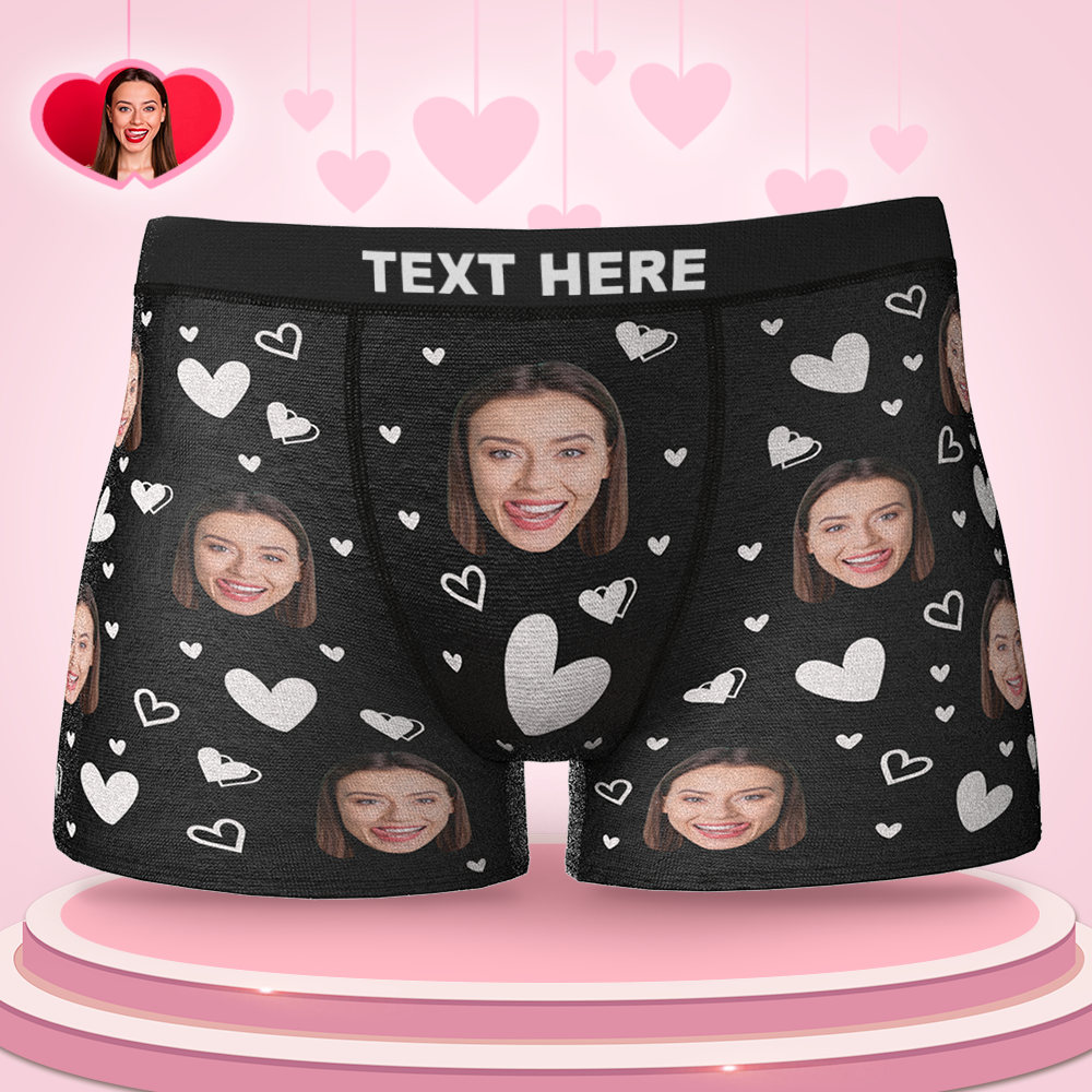 Custom Face Boxers Full of Heart Valentine's Day Gifts For Boyfriend