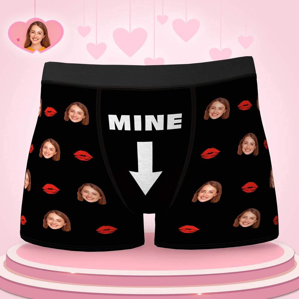 Custom Face Boxers Brief with Lip Print You Are Mine Valentine's Day Gifts