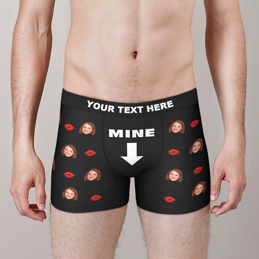 Custom Face Boxers Brief with Lip Print You Are Mine Valentine's Day Gifts
