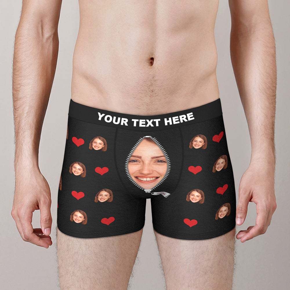 Custom Love Heart Girlfriend Face Boxer Brief Valentine's Day Gifts For Him