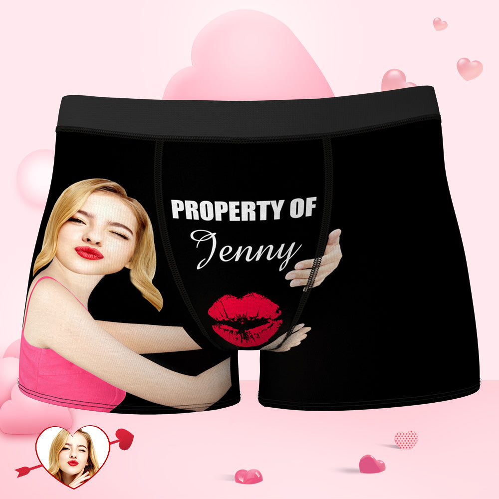 Custom Face Funny Boxer Property Of Your Name Gift For Him