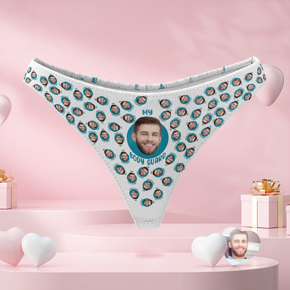 Custom Face Thong Panties Bodyguard Personalised Printed Sexy Fun Funny Panties Lingerie