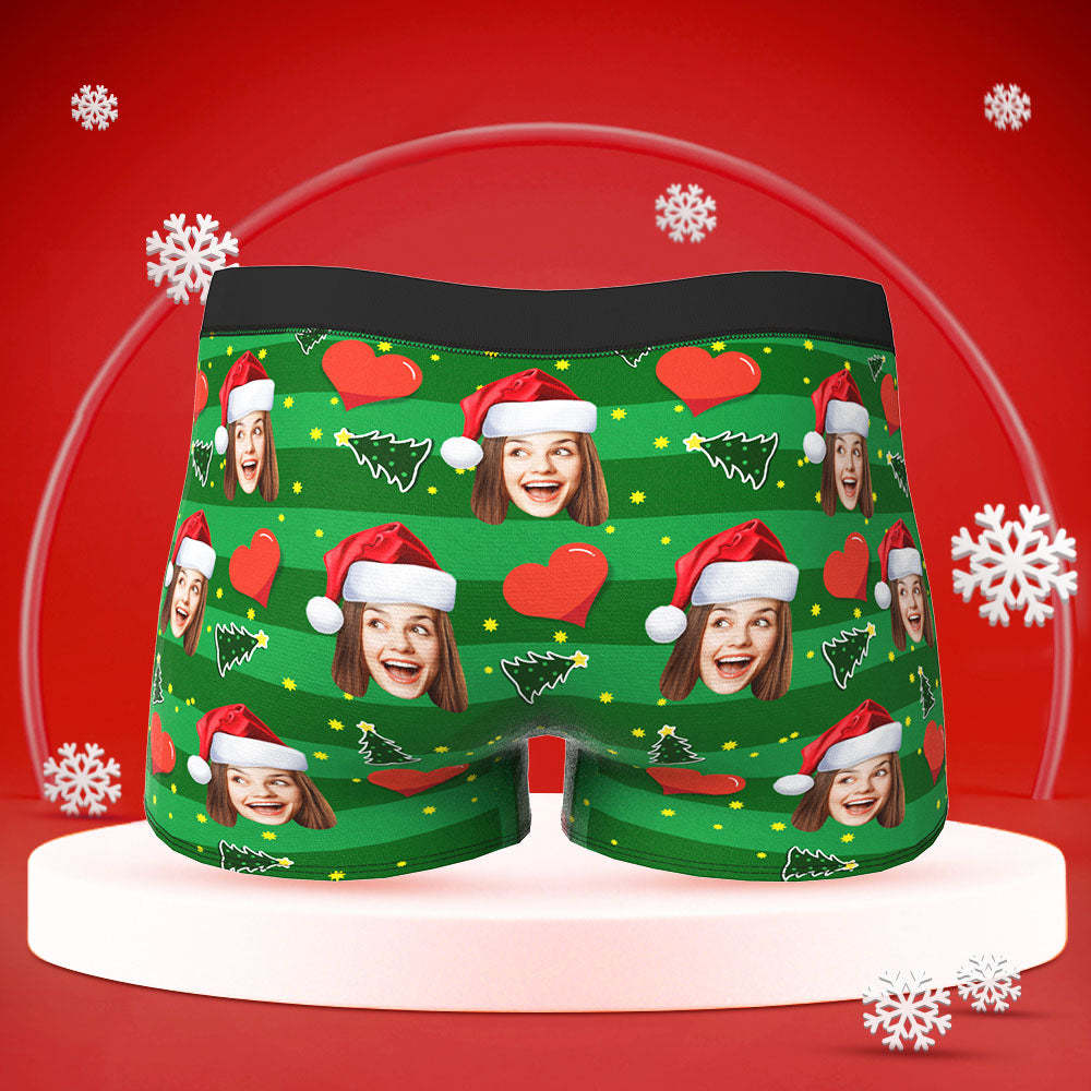 Custom Face Boxers Briefs Men's Shorts With Girlfriend Photo Heart Christmas Gifts - FaceBoxerUK