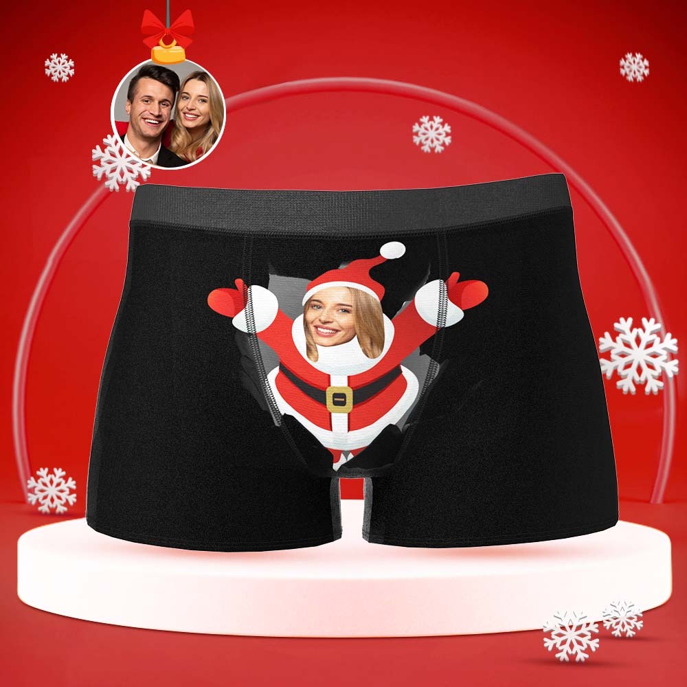 Men's Custom Face Boxer With Girlfriend Photo Open Arms Christmas Gift - FaceBoxerUK