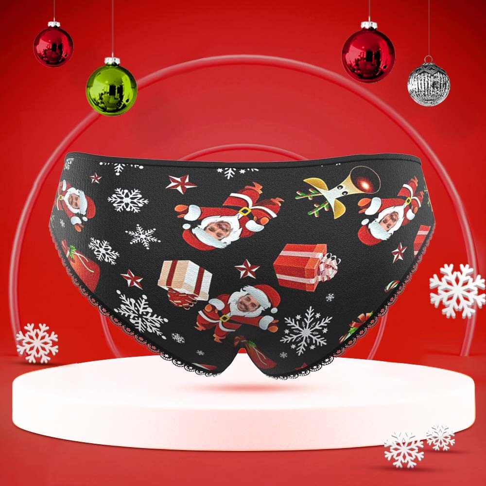 Custom Face Underwear Personalised Women Panties With Photo Santa Snowman Christmas Gifts - FaceBoxerUK