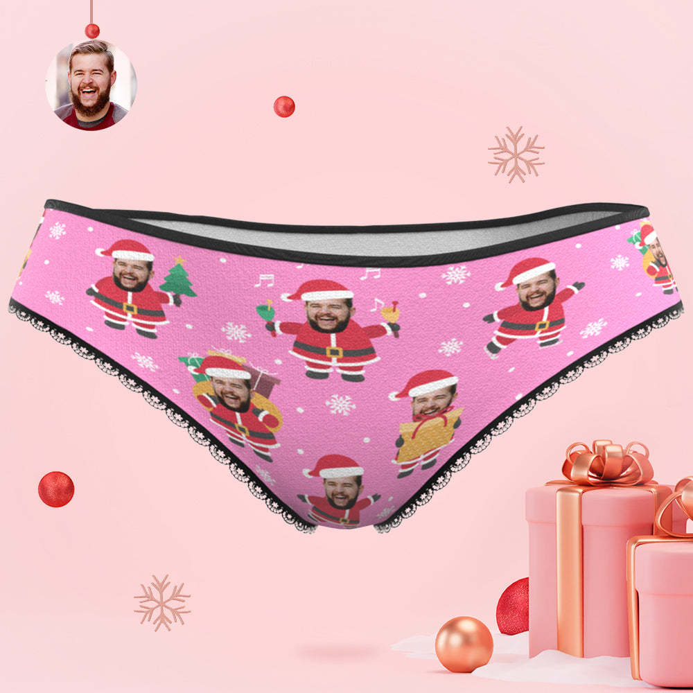 Custom Face Christmas Santa Pink Women's Panties Personalised Pink Christmas Gift - FaceBoxerUK