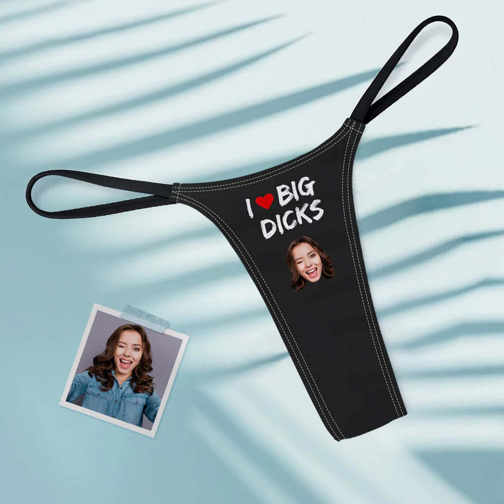 Custom Face I Love Big Dicks Women's Tanga Thong Gift for Her - FaceBoxerUK