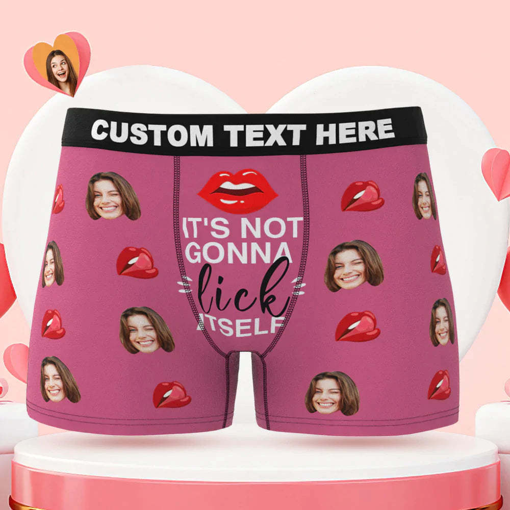 Custom Face Boxer Briefs It's Not Gonna Lick Itself Personalised Naughty Valentine's Day Gift for Him - FaceBoxerUK
