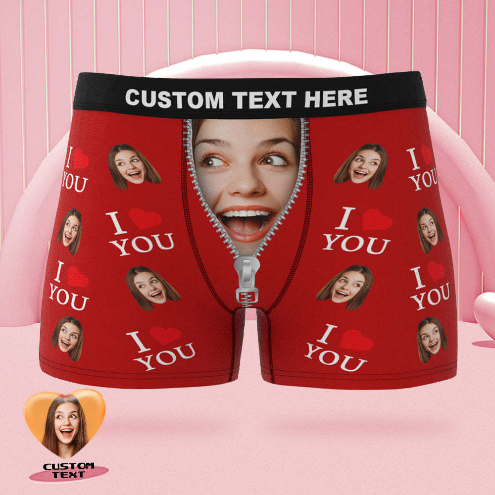 Custom Face Boxer Briefs I Love You Personalised Naughty Valentine's Day Gift for Him - FaceBoxerUK